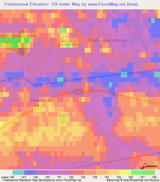 Trzebieszow,Poland Elevation Map