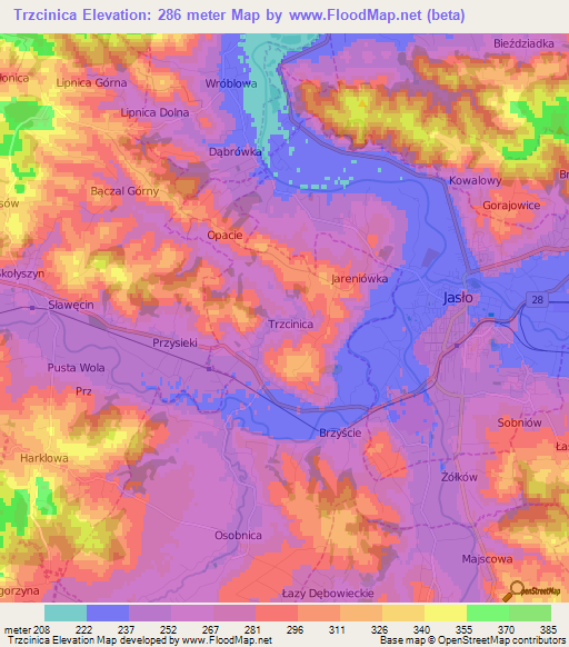 Trzcinica,Poland Elevation Map