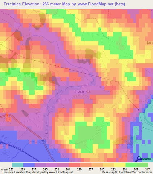 Trzcinica,Poland Elevation Map