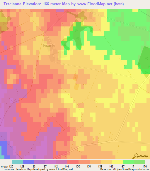 Trzcianne,Poland Elevation Map