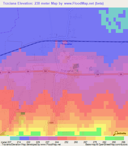 Trzciana,Poland Elevation Map