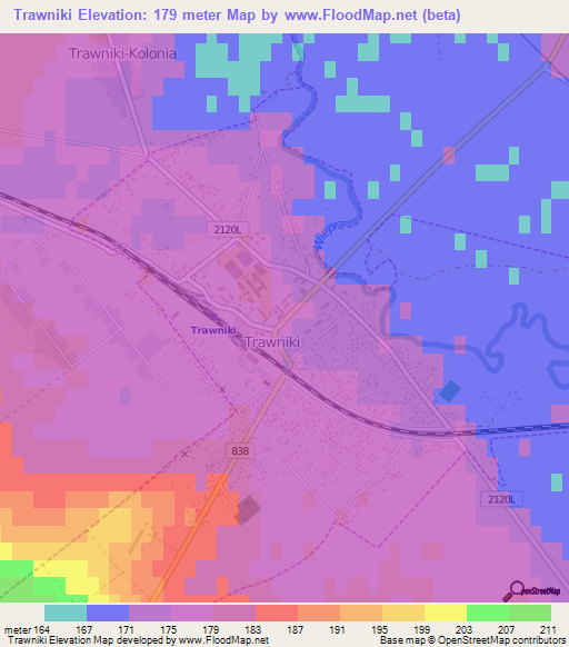 Trawniki,Poland Elevation Map