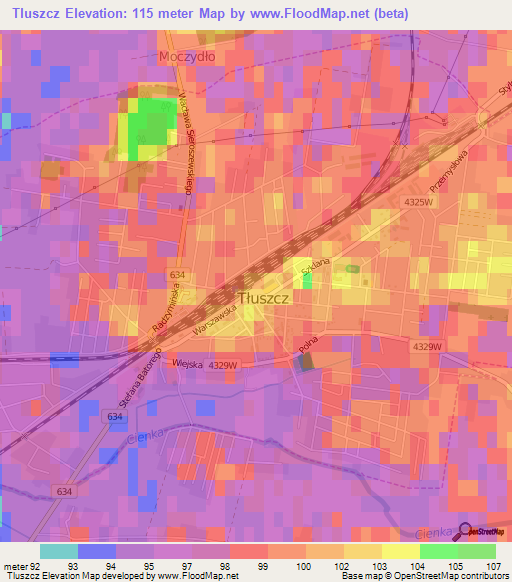 Tluszcz,Poland Elevation Map
