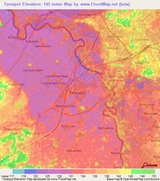 Terespol,Poland Elevation Map
