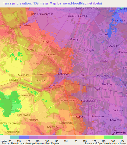 Tarczyn,Poland Elevation Map