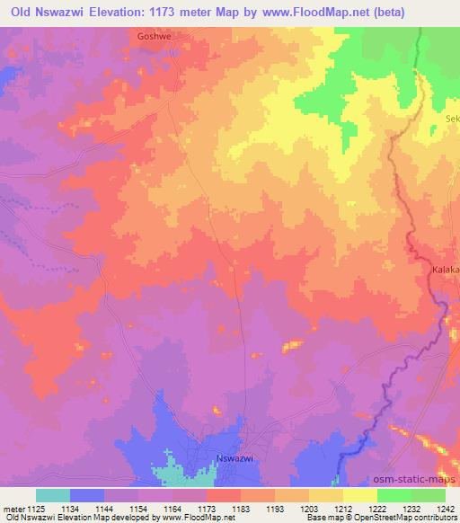 Old Nswazwi,Botswana Elevation Map