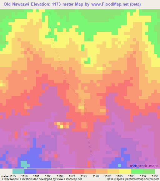 Old Nswazwi,Botswana Elevation Map