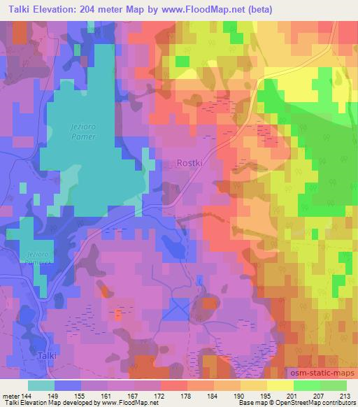 Talki,Poland Elevation Map