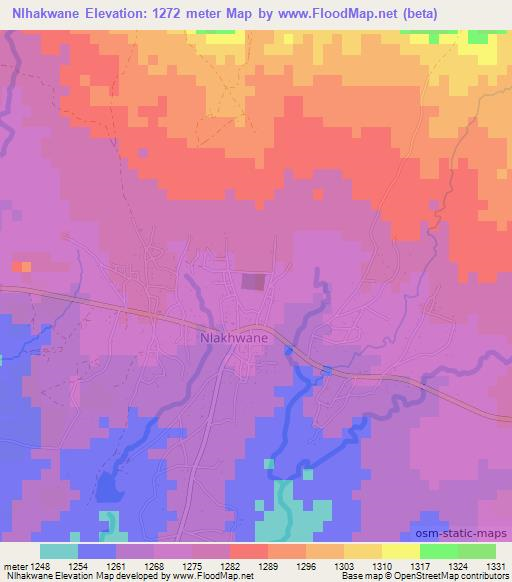 Nlhakwane,Botswana Elevation Map
