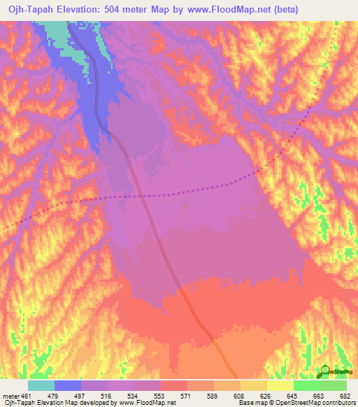 Ojh-Tapah,Afghanistan Elevation Map