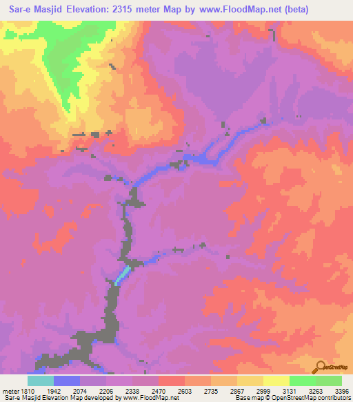Sar-e Masjid,Afghanistan Elevation Map