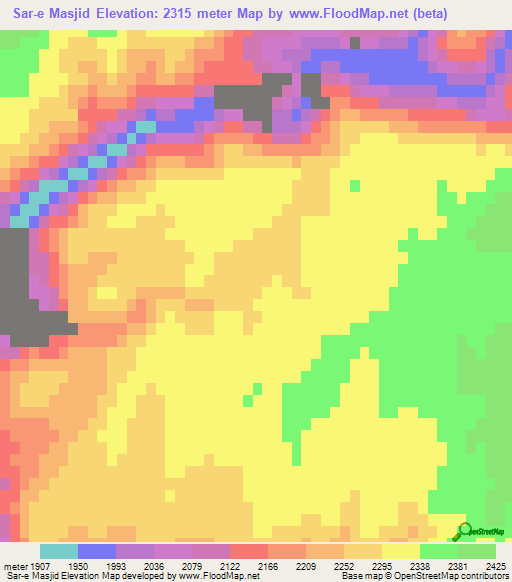 Sar-e Masjid,Afghanistan Elevation Map