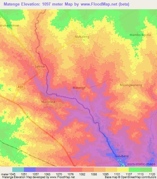 Matenge,Botswana Elevation Map