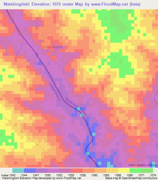 Matshingitshi,Botswana Elevation Map
