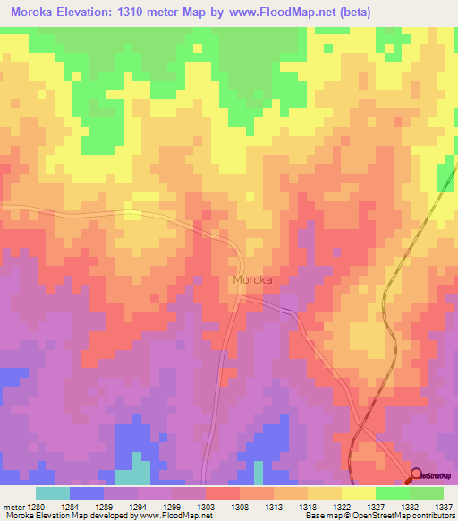 Moroka,Botswana Elevation Map