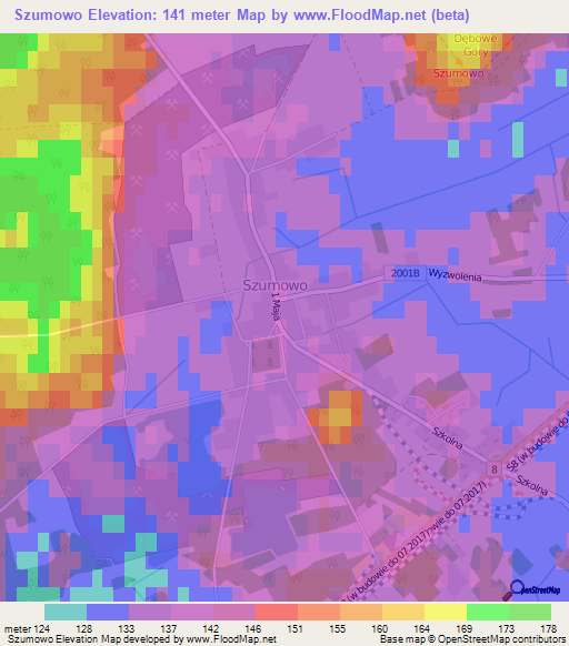 Szumowo,Poland Elevation Map