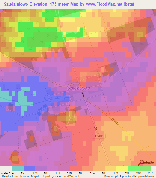 Szudzialowo,Poland Elevation Map