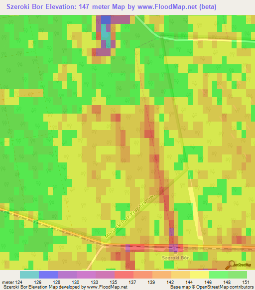 Szeroki Bor,Poland Elevation Map