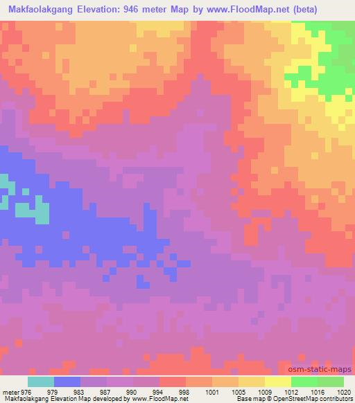 Makfaolakgang,Botswana Elevation Map