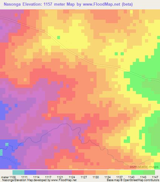 Nasonga,Botswana Elevation Map
