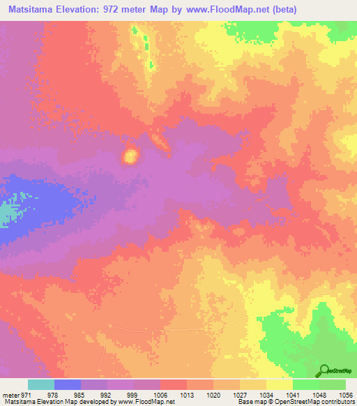 Matsitama,Botswana Elevation Map