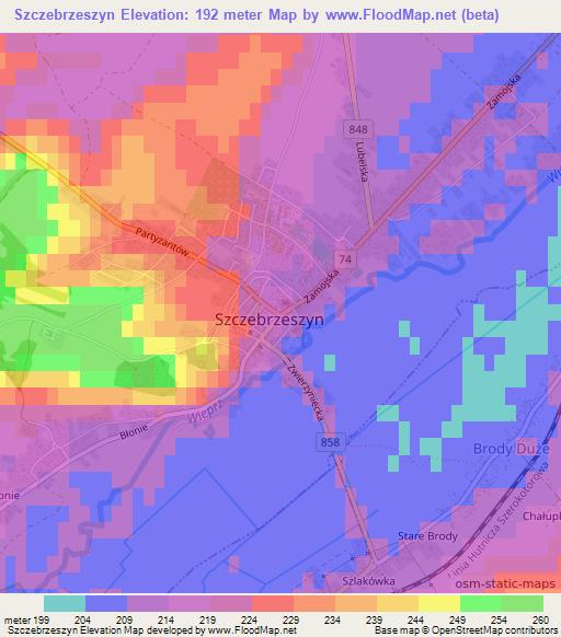 Szczebrzeszyn,Poland Elevation Map