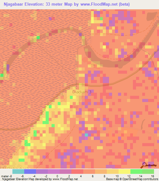 Njagabaar,Senegal Elevation Map