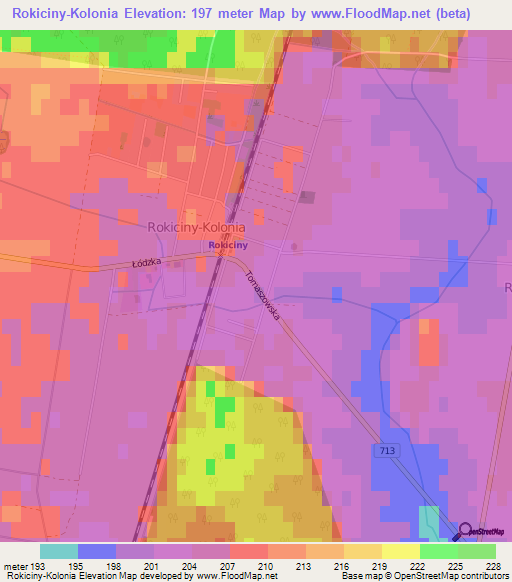 Rokiciny-Kolonia,Poland Elevation Map