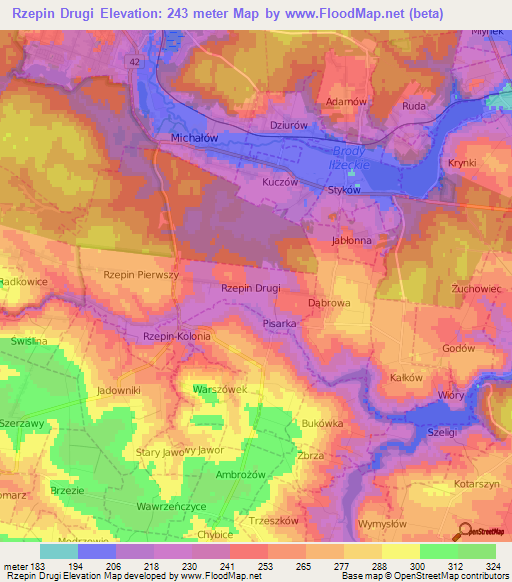 Rzepin Drugi,Poland Elevation Map