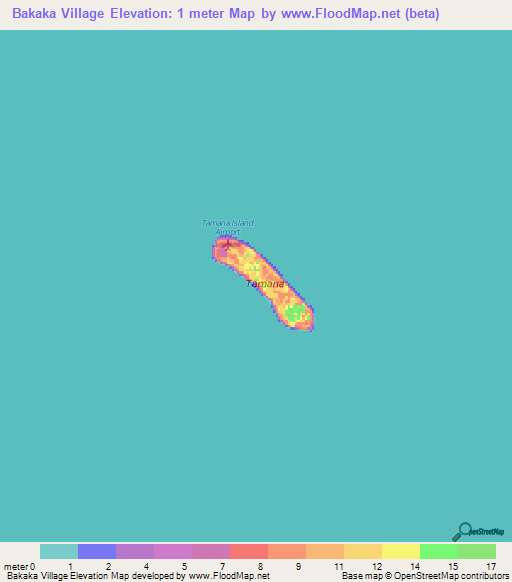 Bakaka Village,Kiribati Elevation Map