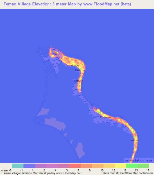 Temao Village,Kiribati Elevation Map