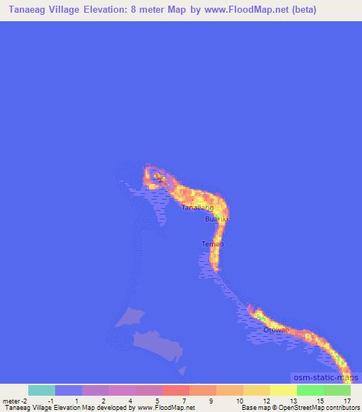 Tanaeag Village,Kiribati Elevation Map