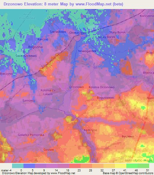 Drzonowo,Poland Elevation Map
