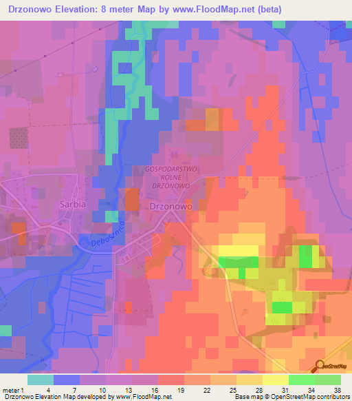 Drzonowo,Poland Elevation Map