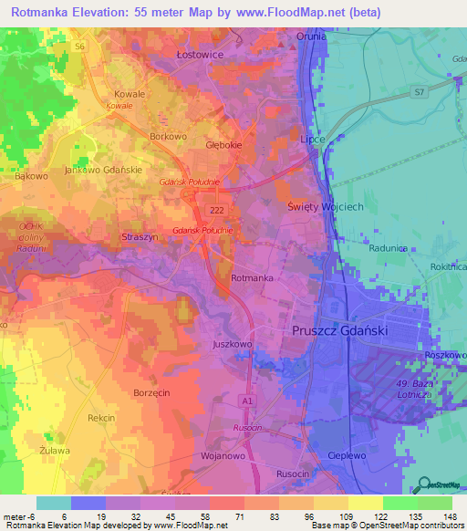 Rotmanka,Poland Elevation Map