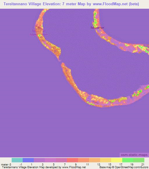 Tereitannano Village,Kiribati Elevation Map