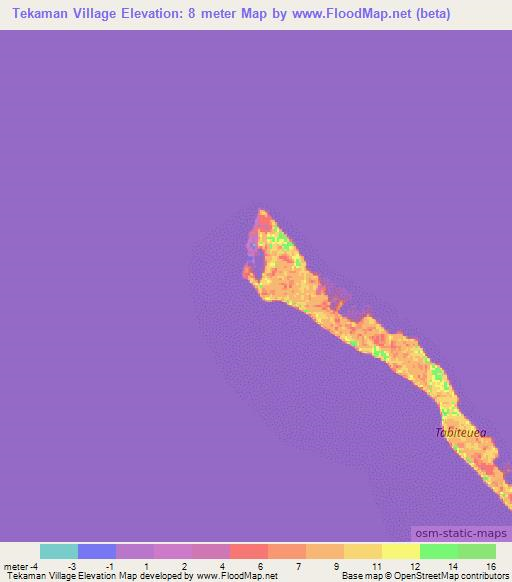 Tekaman Village,Kiribati Elevation Map