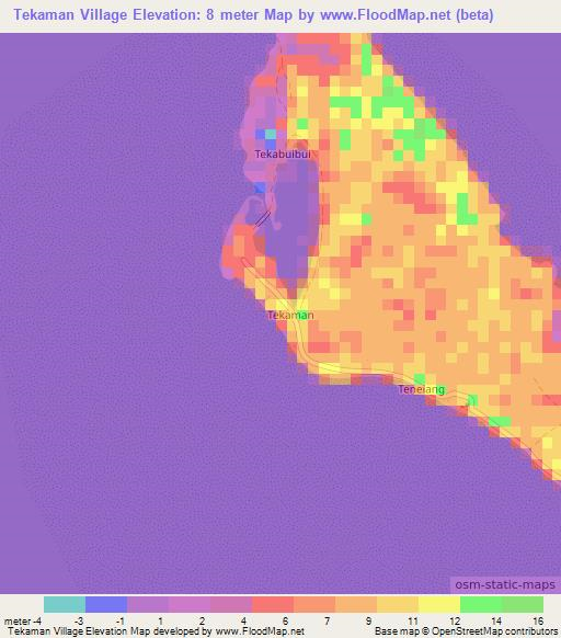 Tekaman Village,Kiribati Elevation Map