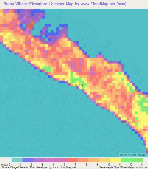 Buota Village,Kiribati Elevation Map
