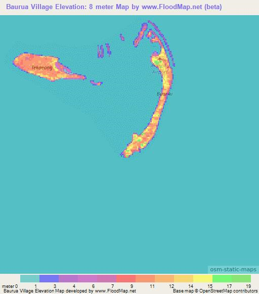 Baurua Village,Kiribati Elevation Map