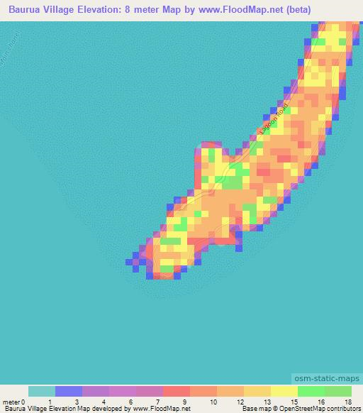 Baurua Village,Kiribati Elevation Map