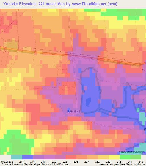 Yunivka,Ukraine Elevation Map