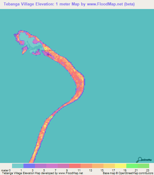 Tebanga Village,Kiribati Elevation Map