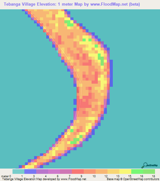 Tebanga Village,Kiribati Elevation Map