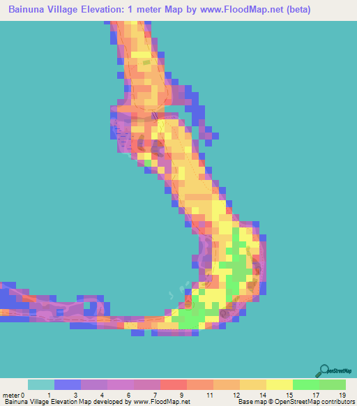 Bainuna Village,Kiribati Elevation Map