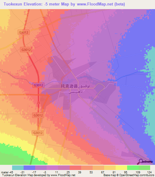 Tuokexun,China Elevation Map