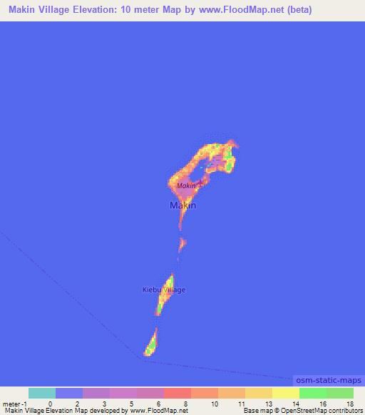 Makin Village,Kiribati Elevation Map