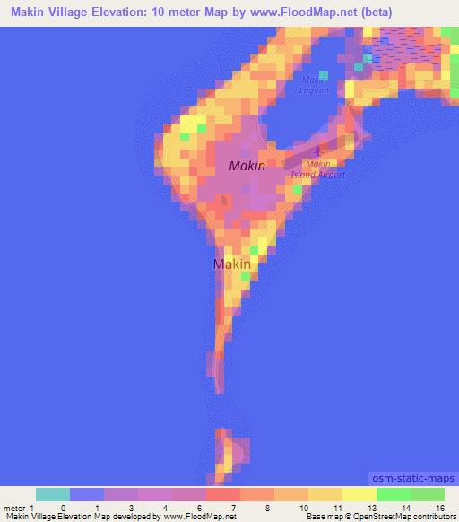 Makin Village,Kiribati Elevation Map