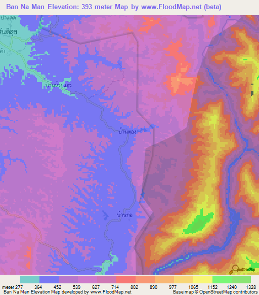 Ban Na Man,Thailand Elevation Map