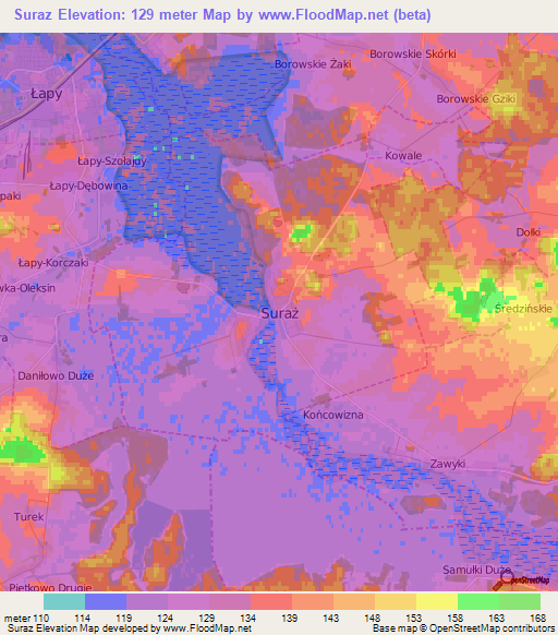 Suraz,Poland Elevation Map